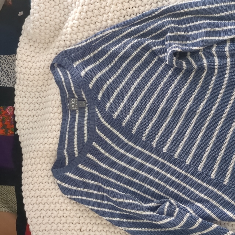 Sweater, blue & white stripe, size S, New York & Co